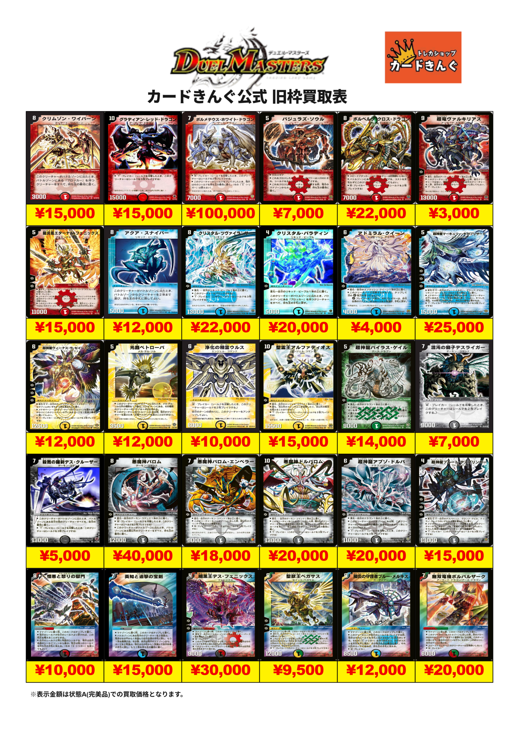 デュエルマスターズ　昔のカード買取表