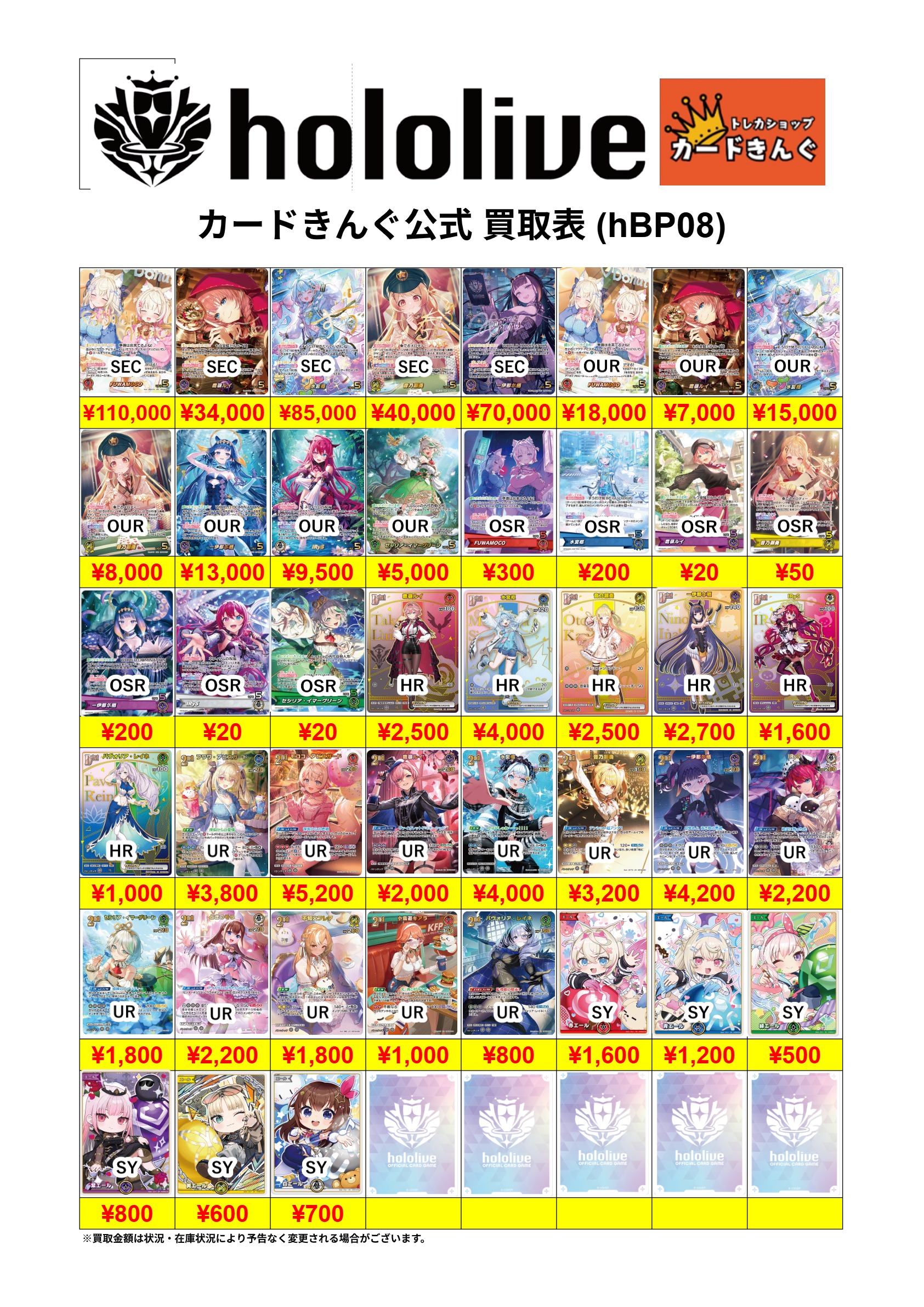 ホロライブ- バウンサーバウンド 買取表